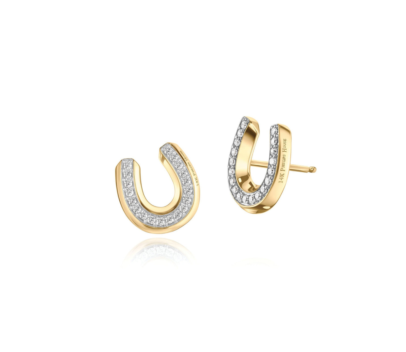 Phillips House Lucky Horseshoe 14kt Yellow Gold Stud Earrings