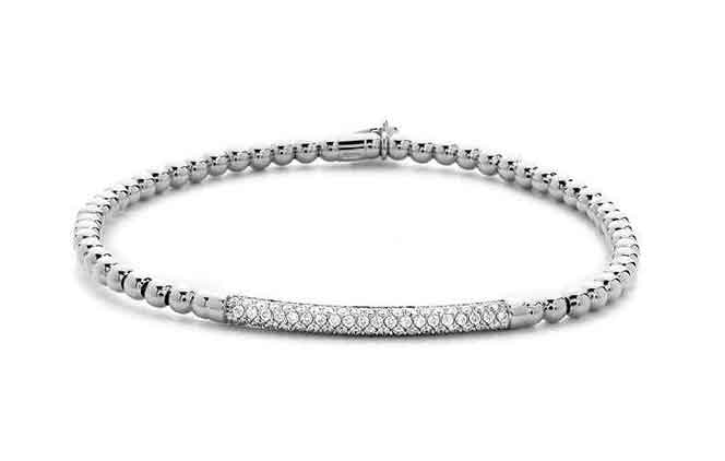 Hulchi Belluni "Tresore" Stretch Bracelet in 18kt White Gold with Pave Diamonds