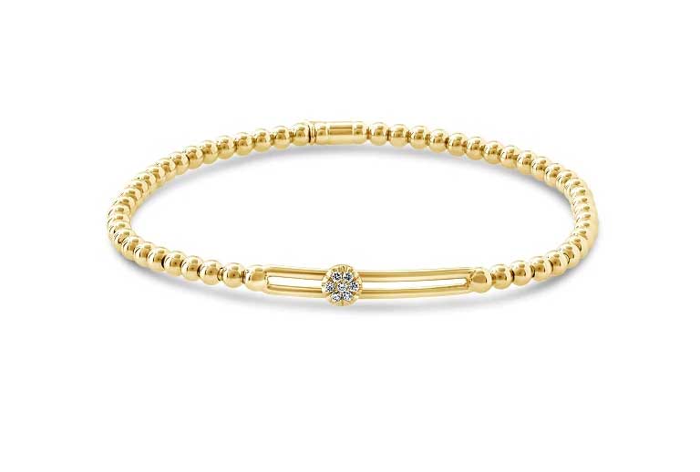 Hulchi Belluni "Tresore" Circle Slide Stretch Bracelet in 18kt Yellow Gold with Diamonds 
