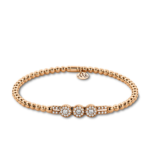 Hulchi Belluni "Tresore" Circle Stretch Bracelet in 18kt Rose Gold with Diamonds 