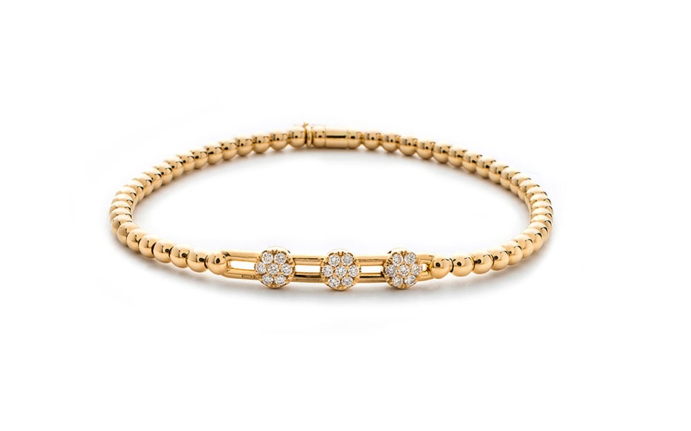 Hulchi Belluni "Tresore" Circle Stretch Bracelet in 18kt Yellow Gold with Diamonds 