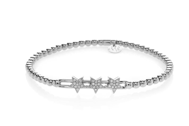 Hulchi Belluni "Tresore" Star Stretch Bar Bracelet in 18kt White Gold with Diamonds 