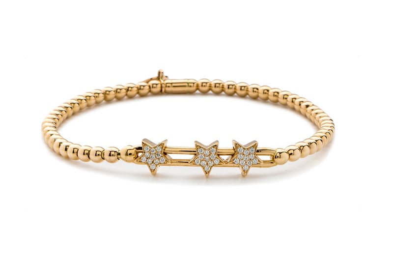 Hulchi Belluni "Tresore" Star Stretch Bar Bracelet in 18kt Yellow Gold with Diamonds 