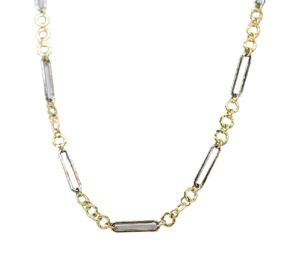 Paperclip and Oval Chain Link 16.5" Necklace