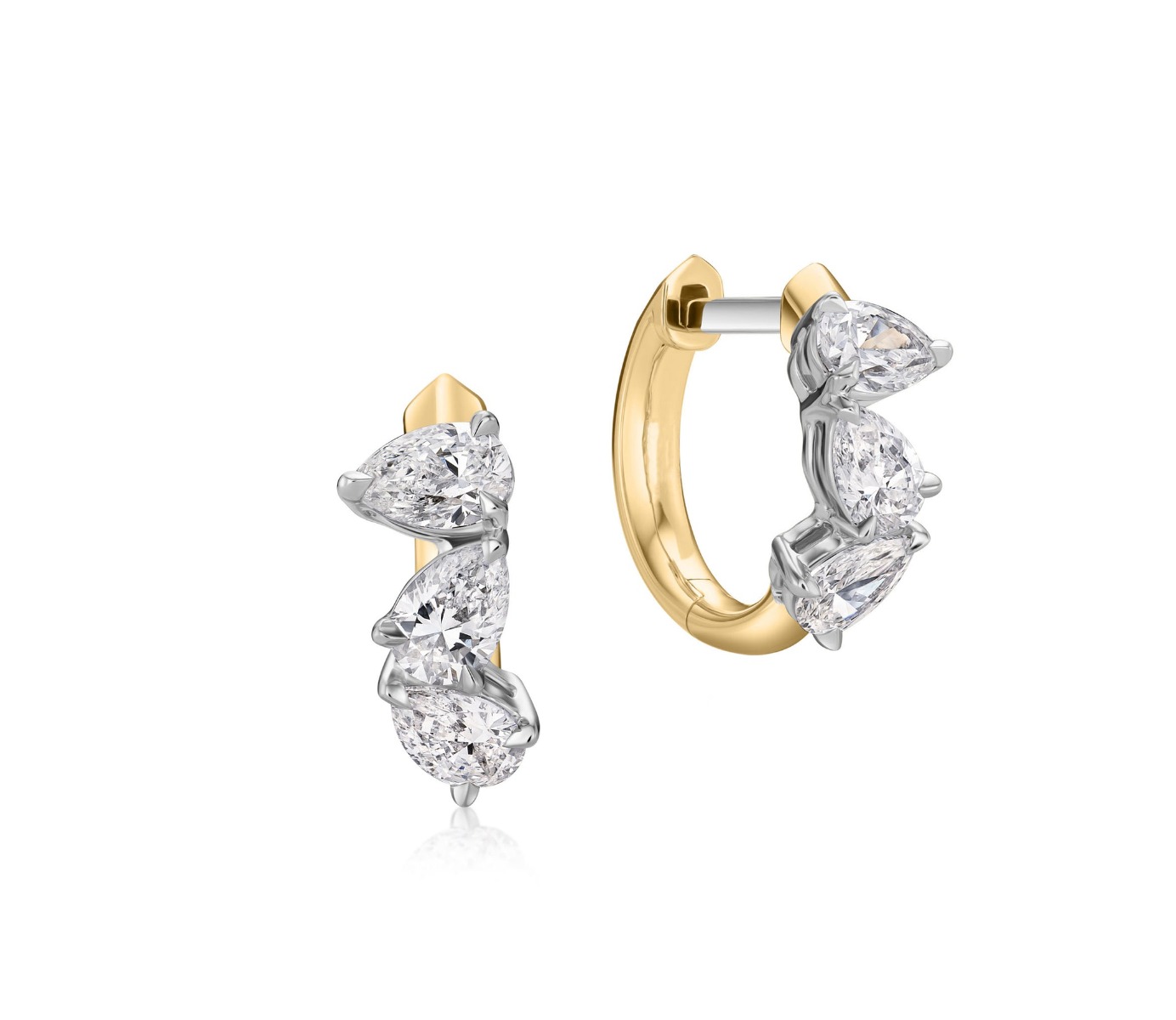 Phillips House Triple Mini Pear Diamond Huggie Earrings