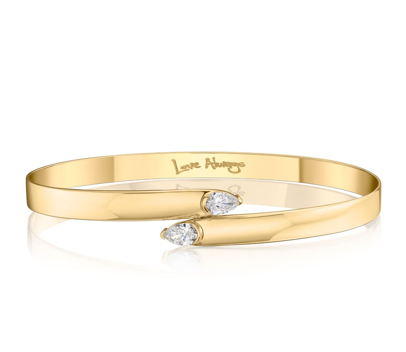 Double Pear Shape Diamond Crossover Love Always Bracelet