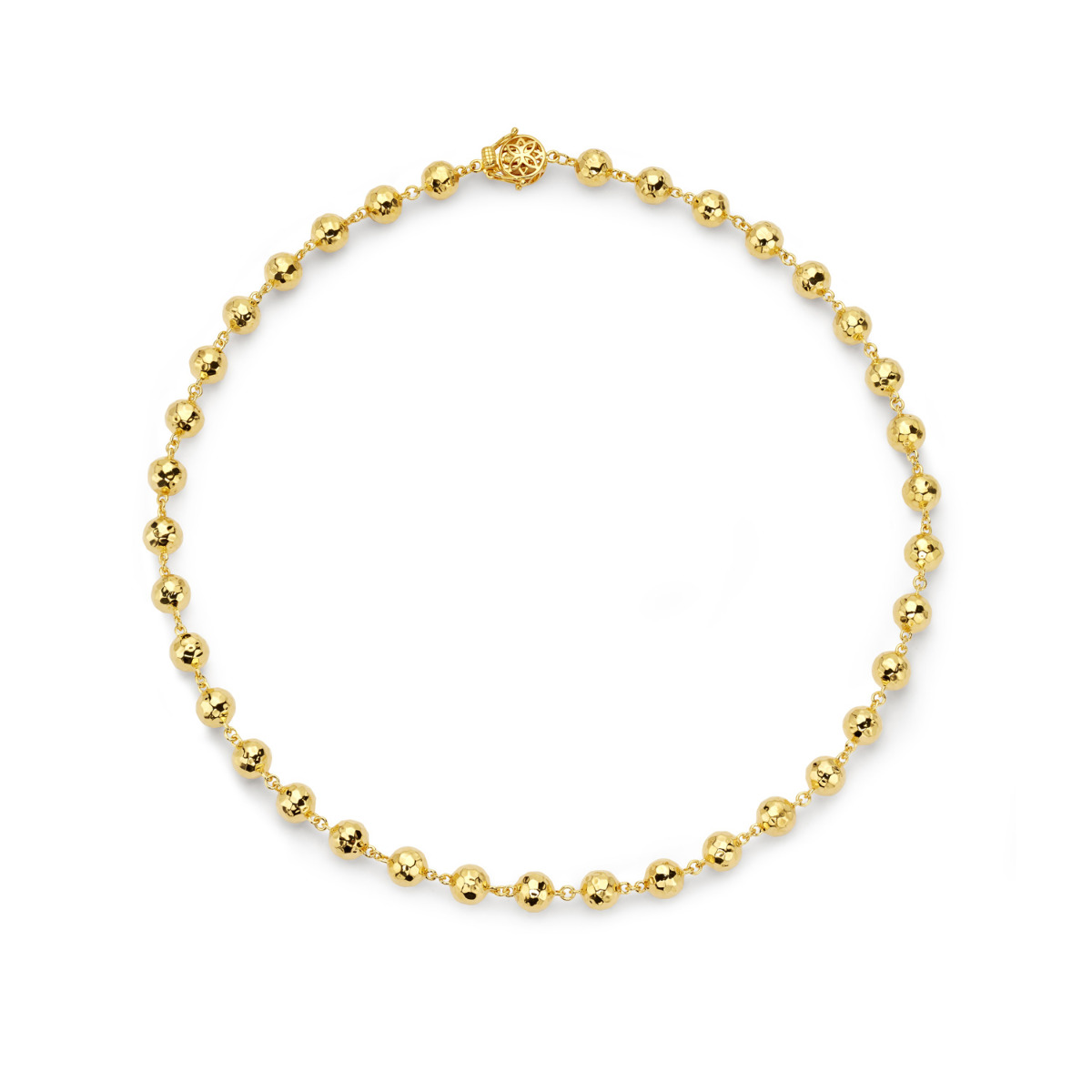 Hammered Ball 18" Chain Necklace in 20kt Yellow Gold
