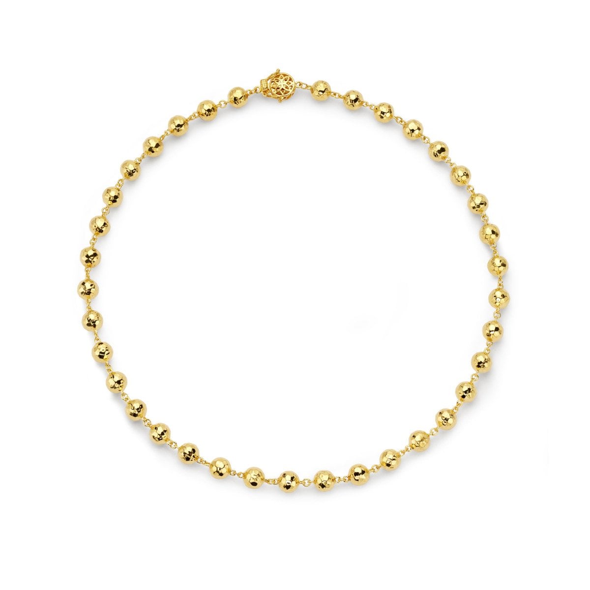 Buddha Mama Hammered Ball 18" Chain Necklace in 20kt Yellow Gold