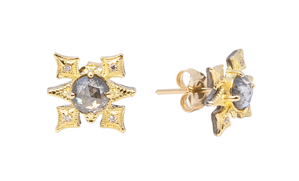 Armenta Grey Diamonds Crivelli 18kt Gold Stud Earrings