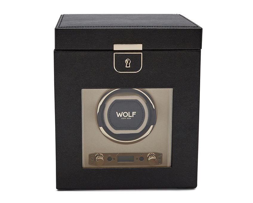 Palermo Black Anthracite Single Watch Winder With Jewelry Storage
