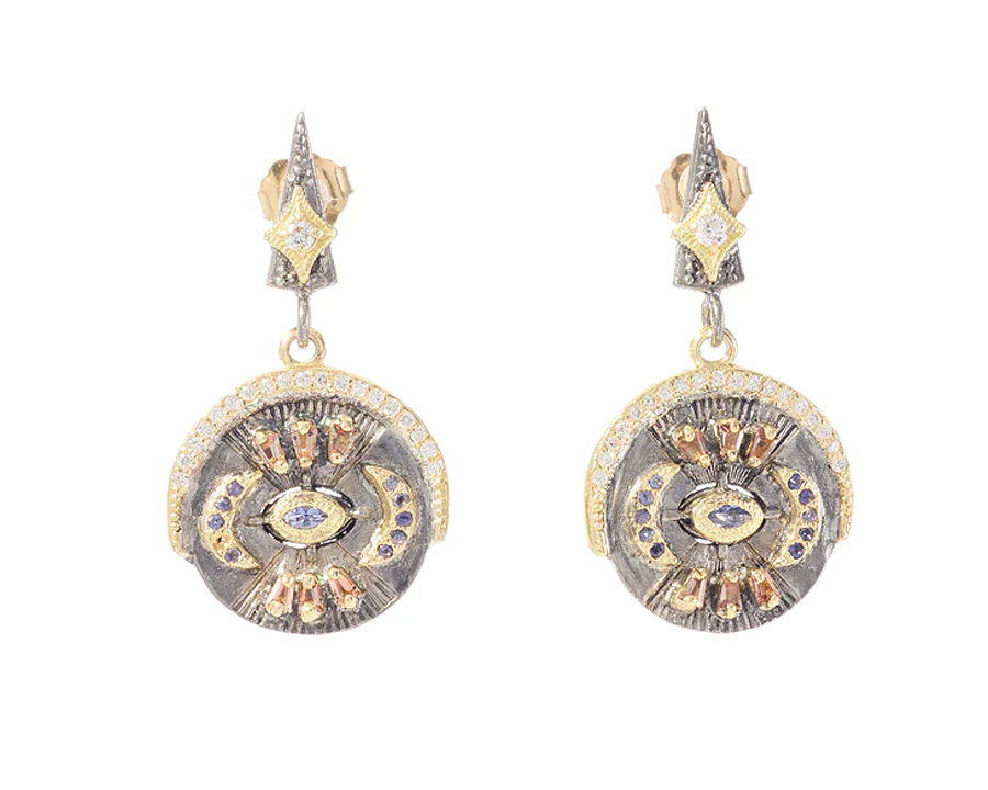 Armenta Scroll Diamonds, Lolite and Andalusite Drop Earring