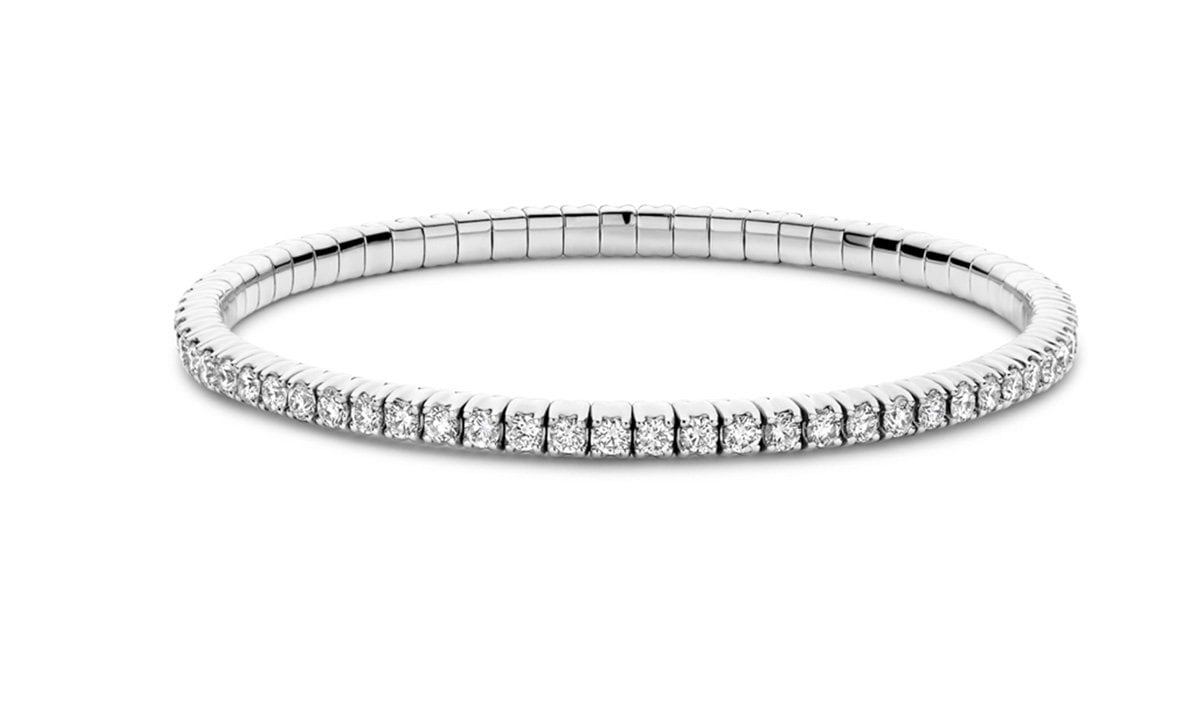 "Tresore" Stretch Bracelet in 18kt White Gold with Diamonds