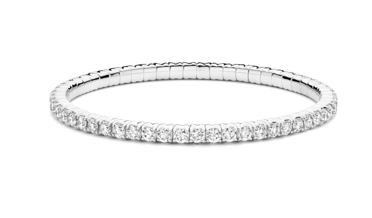 Hulchi Belluni "Tresore" Stretch Bracelet in 18kt White Gold with Diamonds