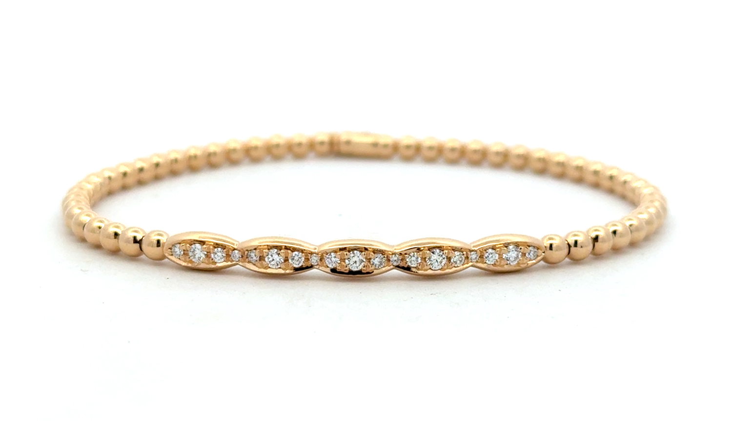 Hulchi Belluni "Tresore" Stretch Bracelet in 18kt Yellow Gold with Pave Diamonds 