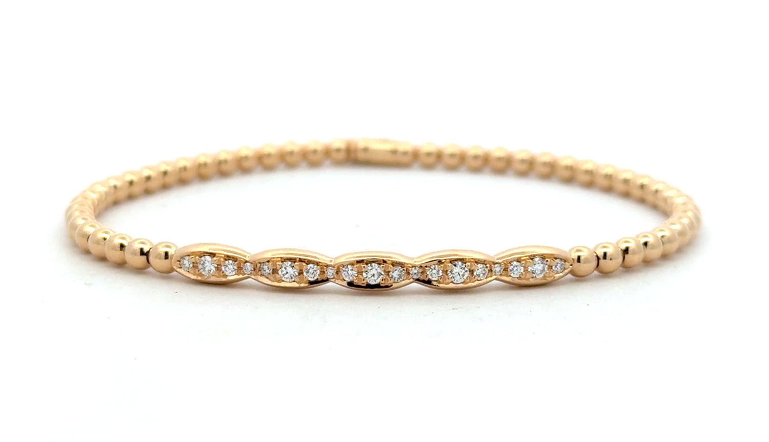 Hulchi Belluni "Tresore" Stretch Bracelet in 18kt Yellow Gold with Pave Diamonds