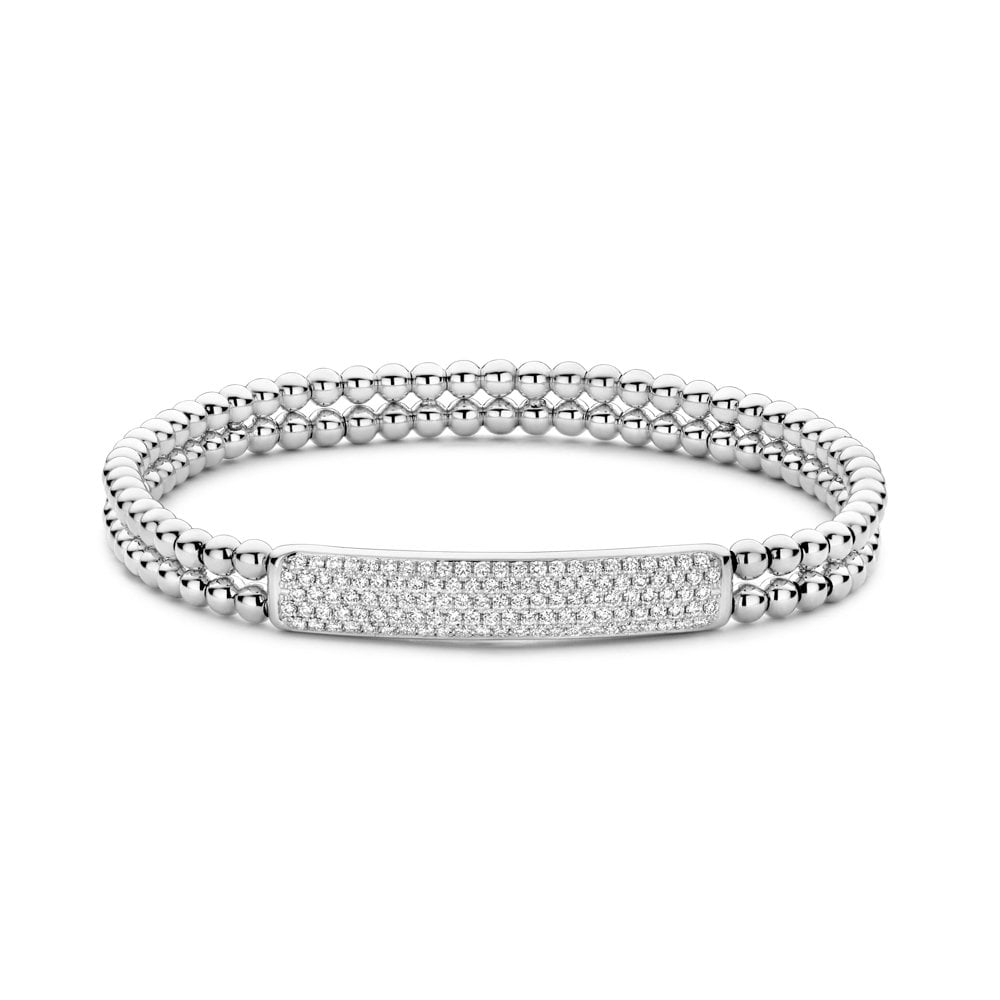"Tresore" Double Stretch Bracelet in 18kt White Gold with Diamonds