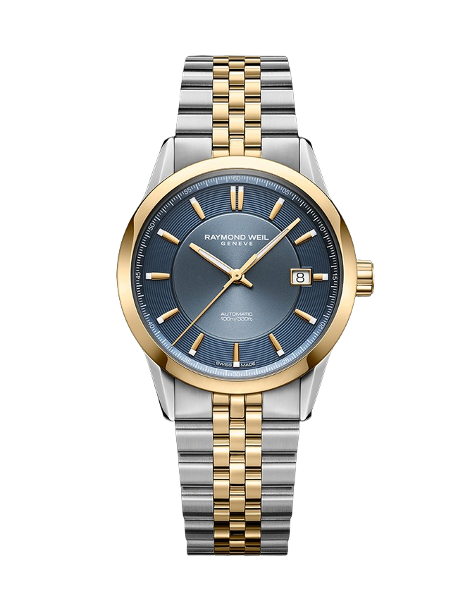 Raymond Weil Freelancer Freelancer Automatic Blue Dial Stainless Steel Two-Tone Bracelet Watch, 38mm