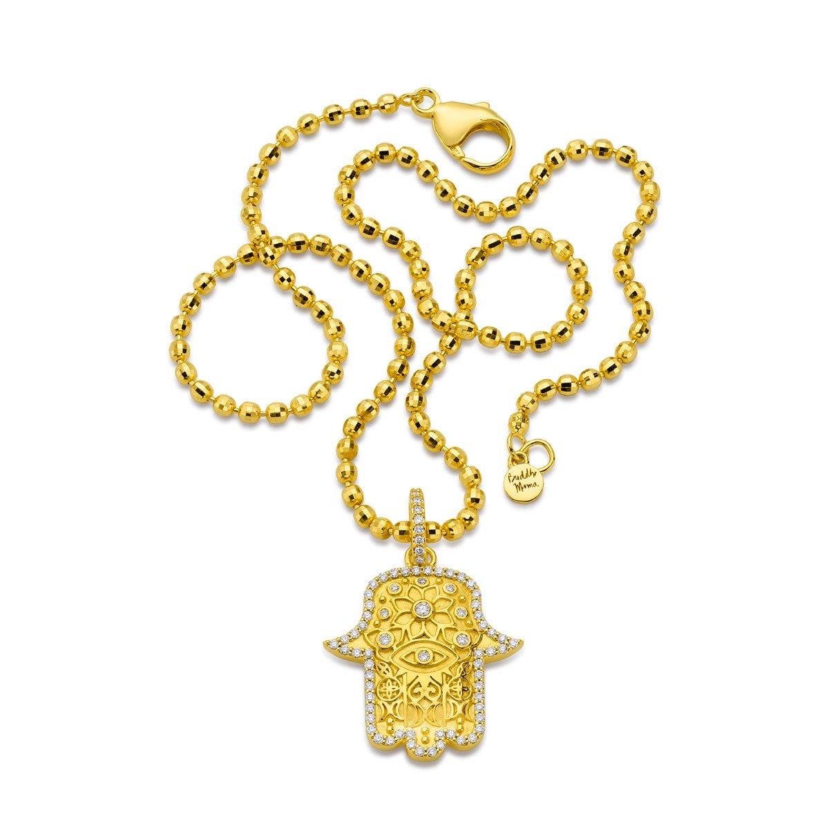 Buddha Mama Diamond Hamsa Pendant in 20kt Yellow Gold