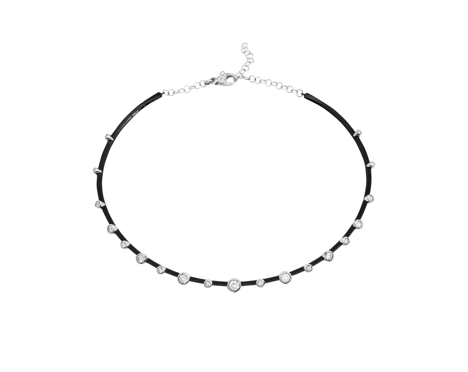 Diamond Elettra Necklace in 18kt White & Black Gold