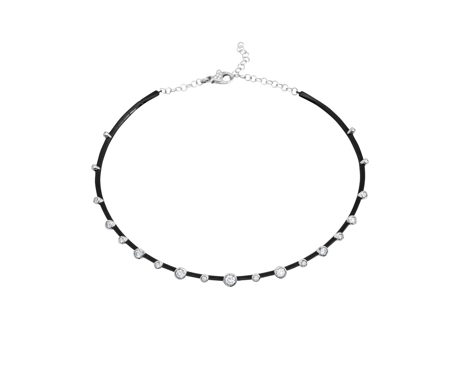 Mariani Diamond Elettra diamond station necklace in 18kt white & black gold, weighing 1.81 total carats