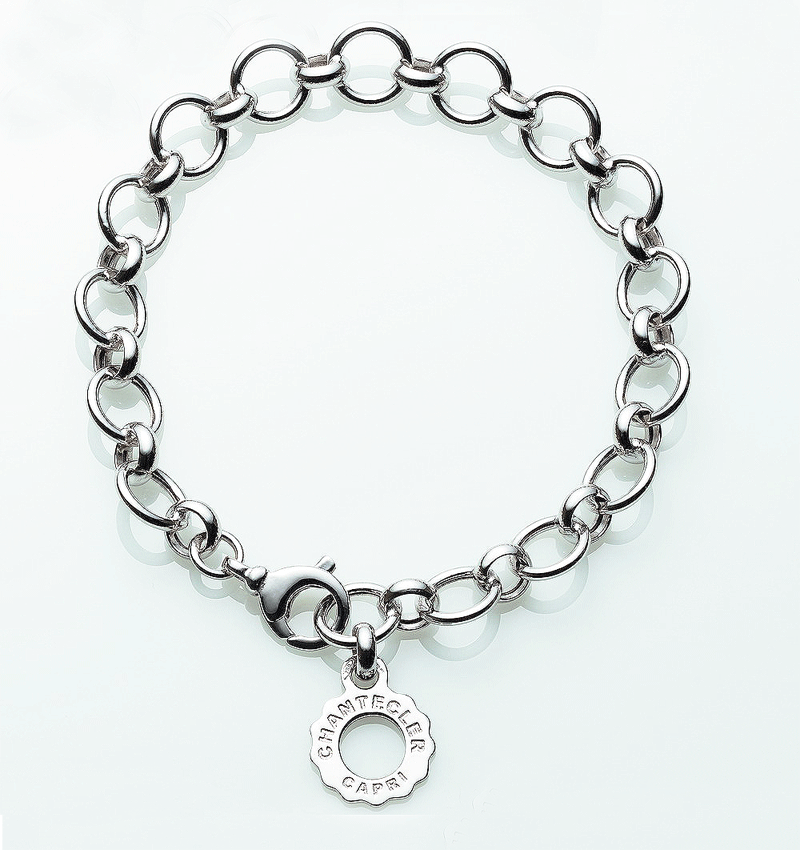 Chantecler Capri “Logo” Oval Link Bracelet in 18kt White Gold 