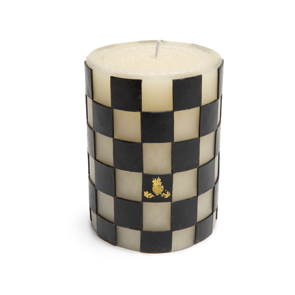 Courtly Check 4" Black Pillar Candle