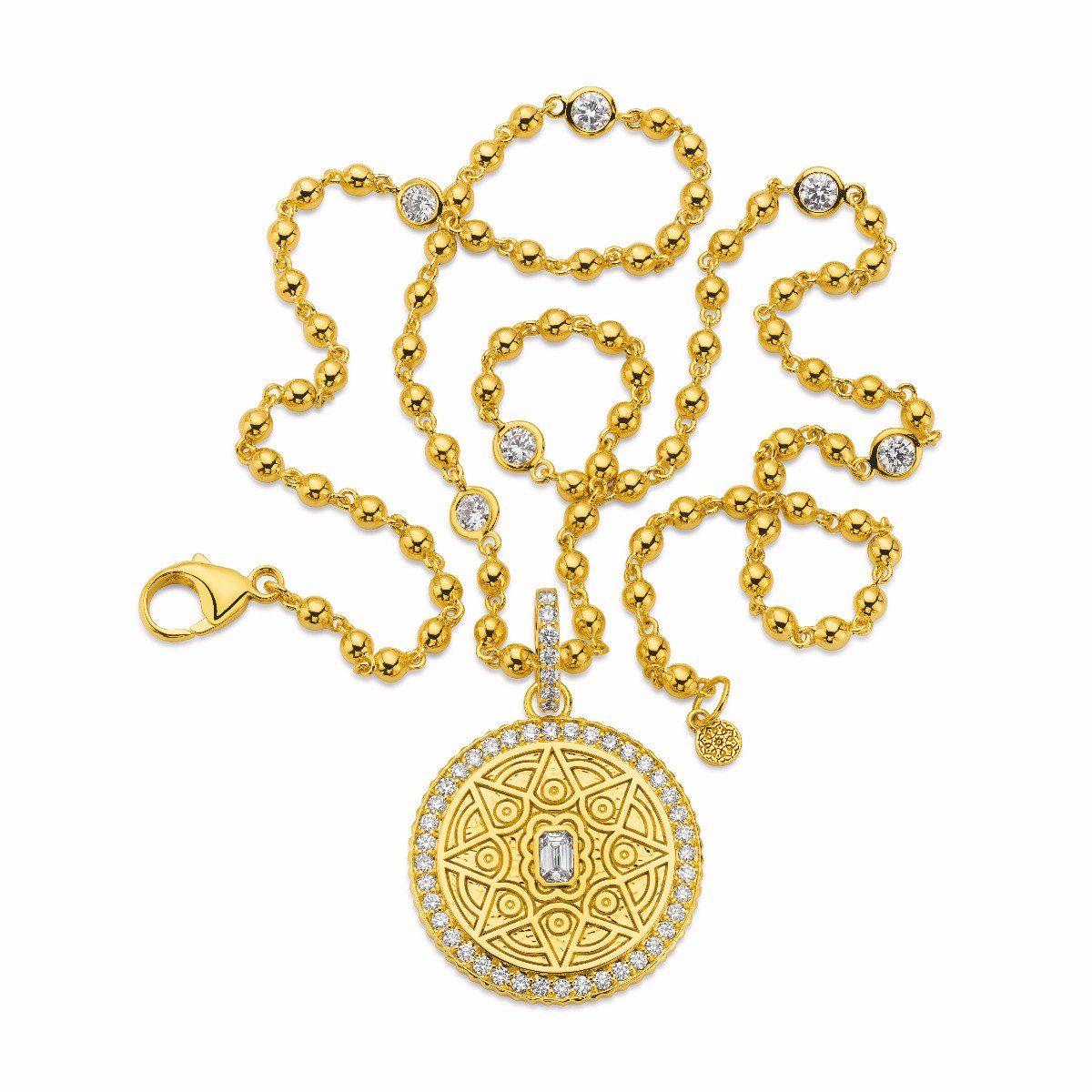 Buddha Mama Diamond Mandala Pendant Necklace in 20kt Yellow Gold