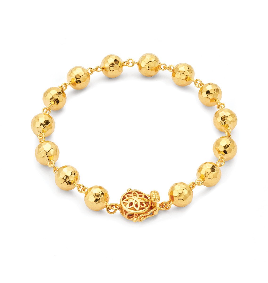 Buddha Mama Hammered Ball 8MM Chain Bracelet in 20kt Yellow Gold