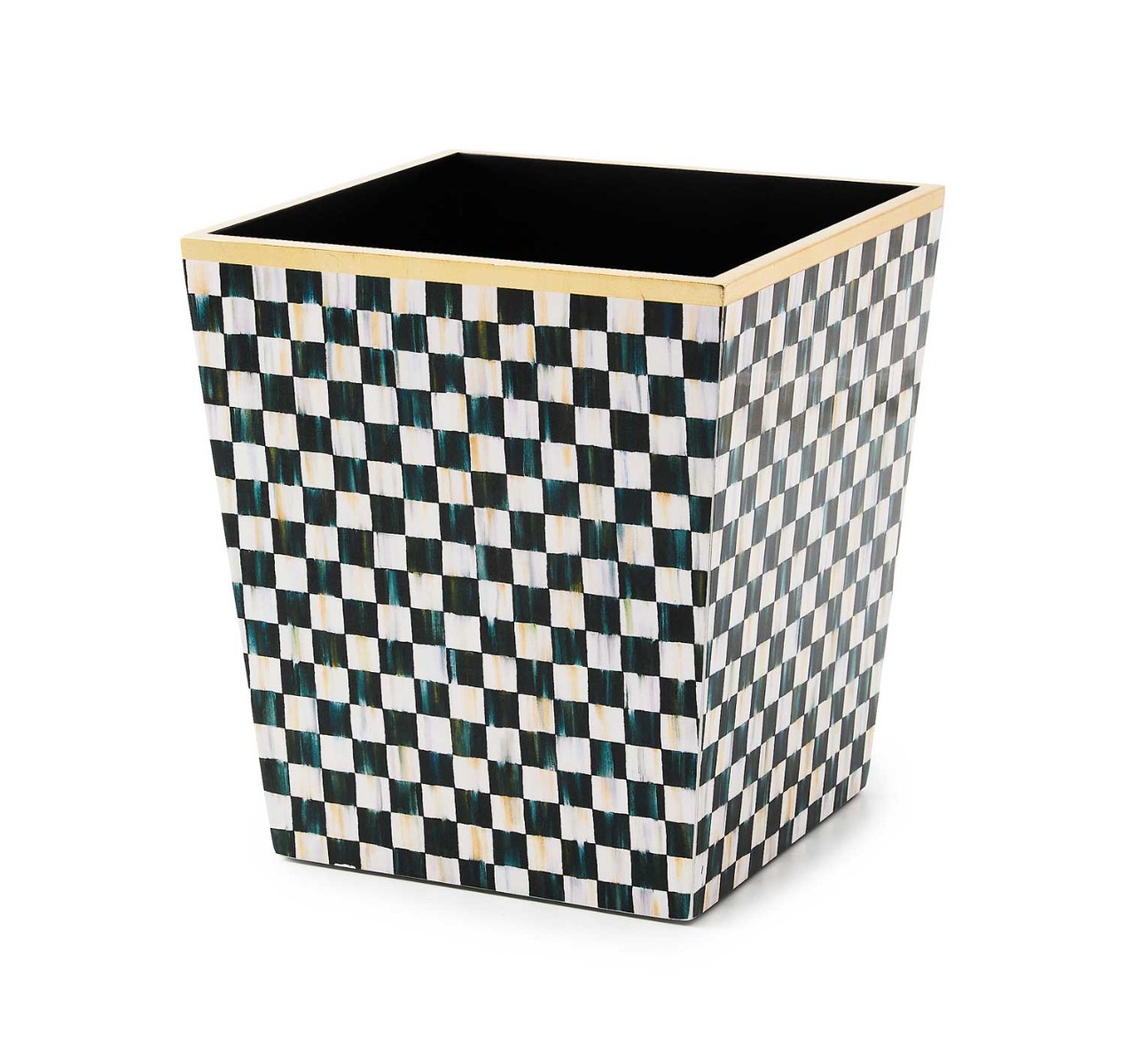 MacKenzie-Childs Courtly Check Lacquer Waste Bin