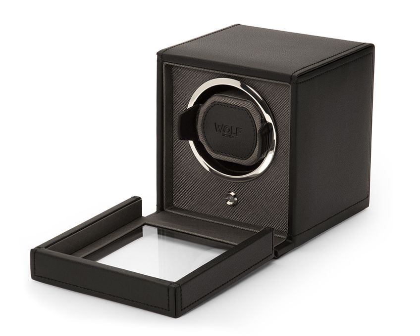 Wolf 1834 Cub Black Single Watch Winder With Cover 