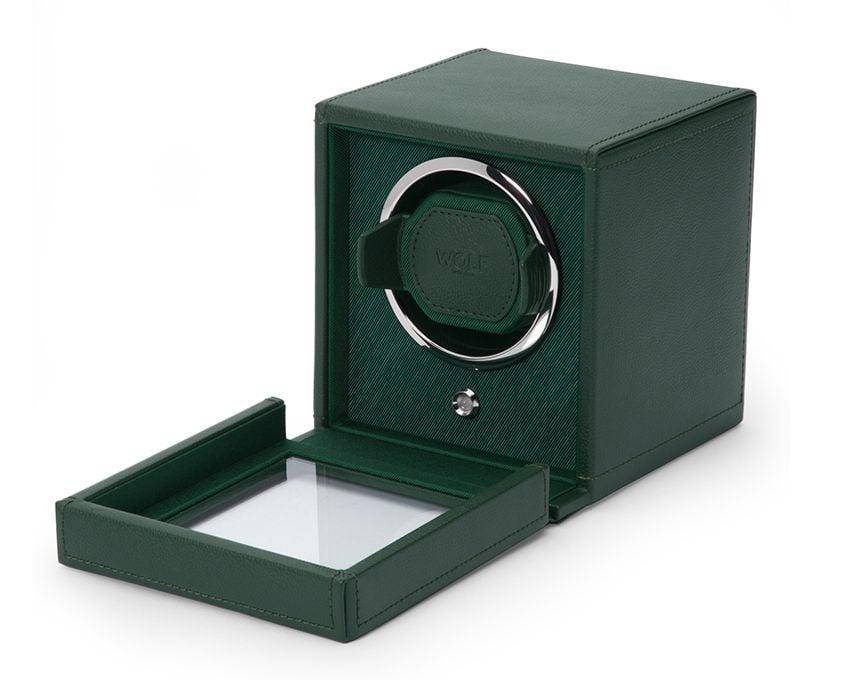 Wolf 1834 Cub Green Single Watch Winder With Cover 