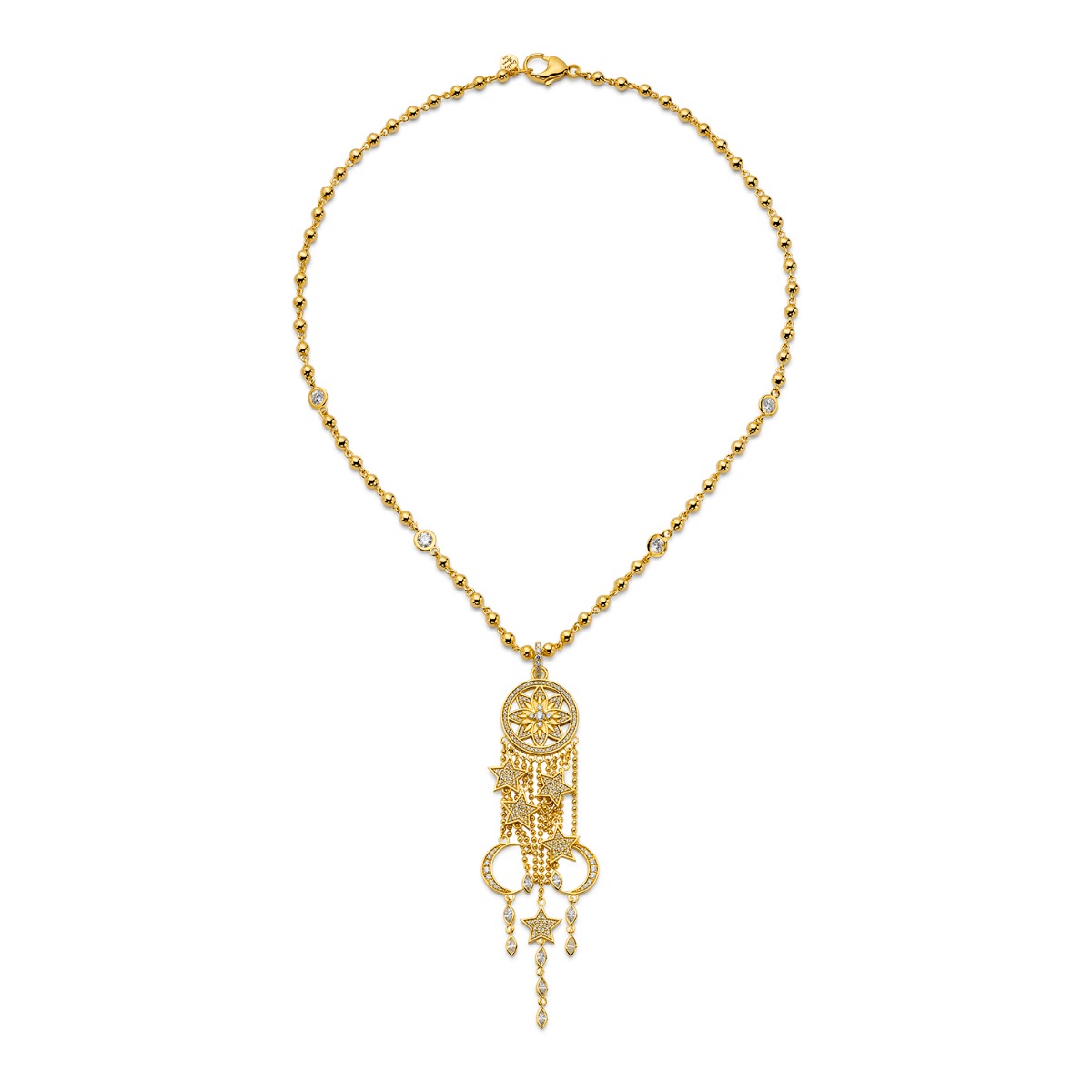 Buddha Mama Diamond Dream Catcher Pendant in 20kt Yellow Gold