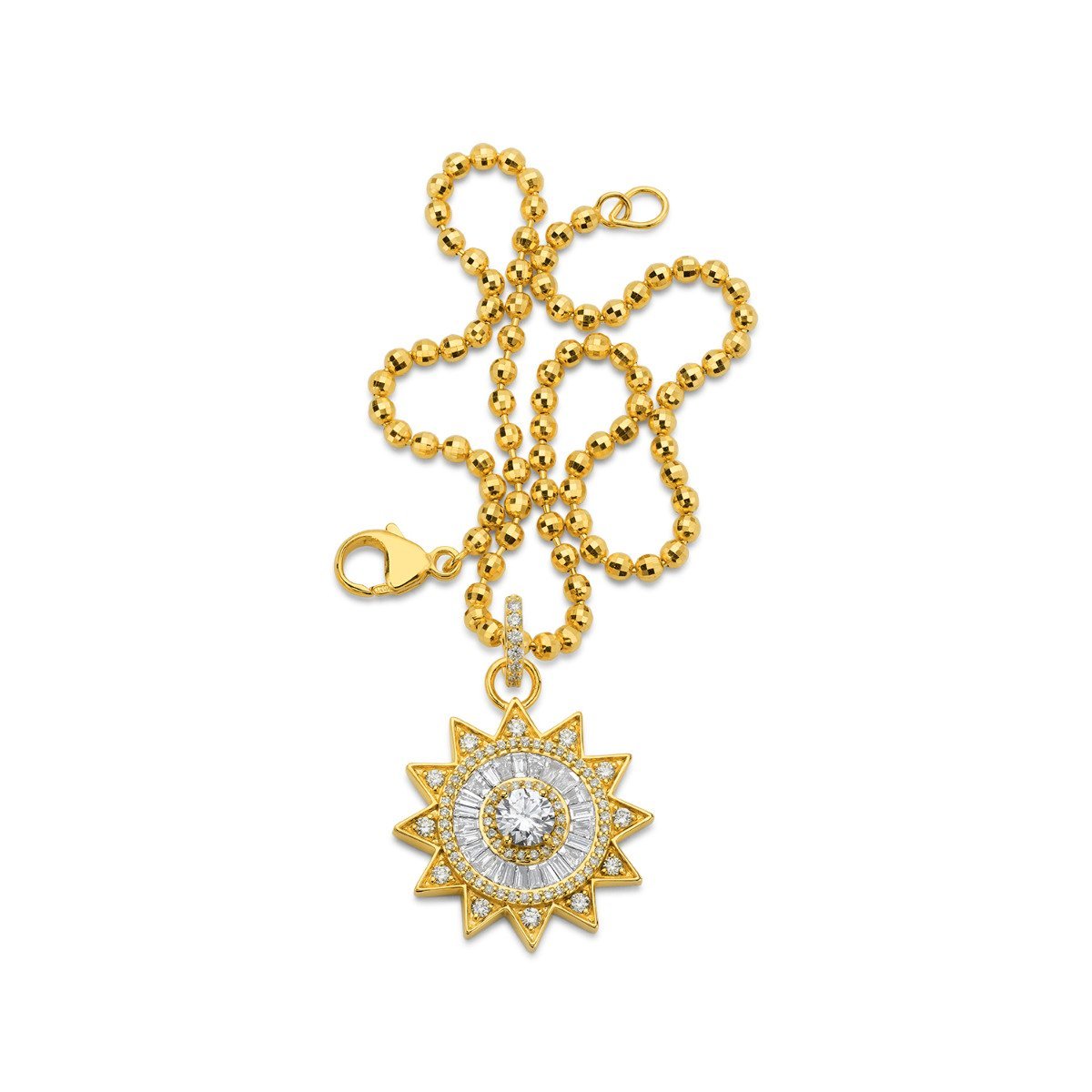 Buddha Mama Sun Diamond Pendant Necklace in 20kt Yellow Gold