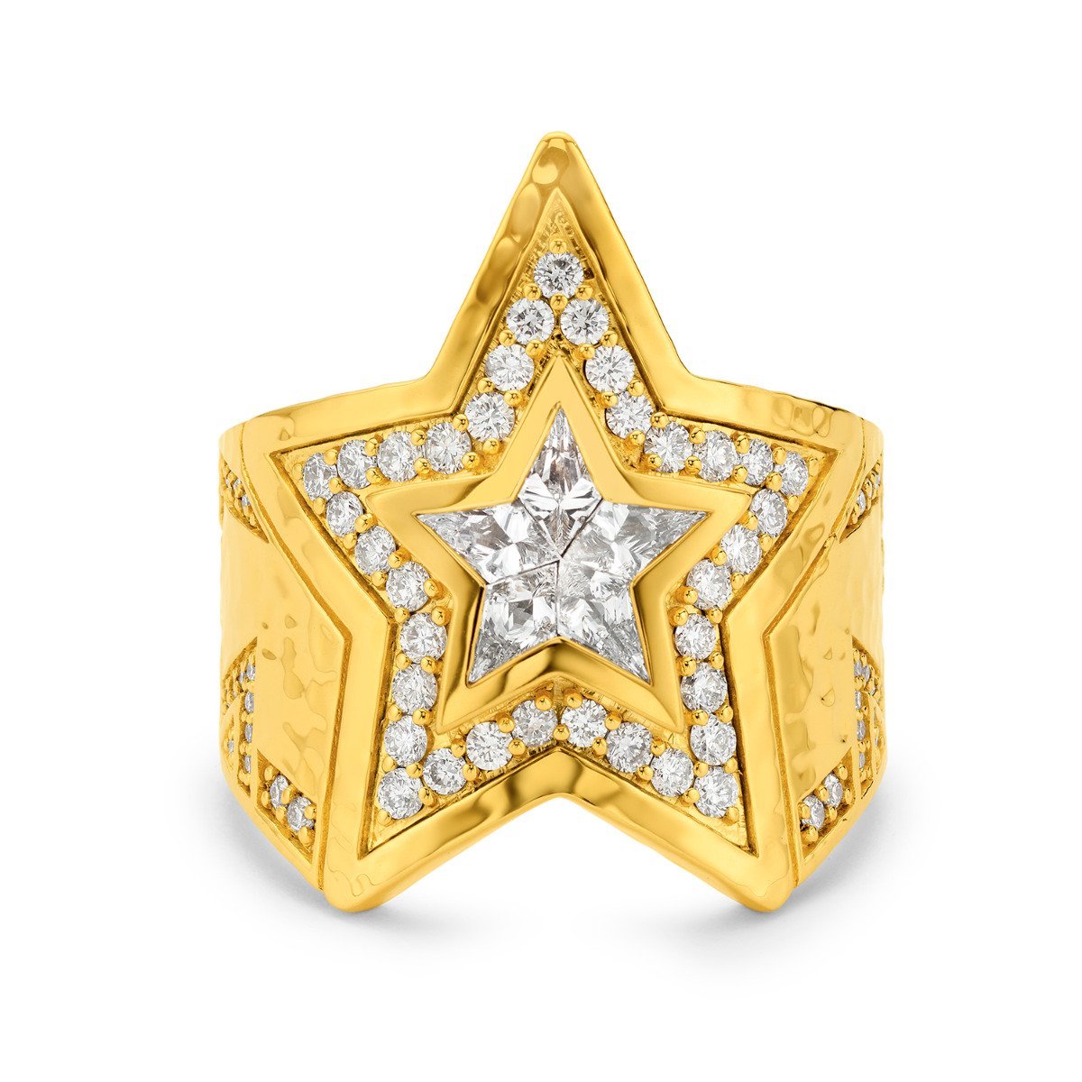 Buddha Mama Diamond Star Wrap Ring in 20kt Yellow Gold