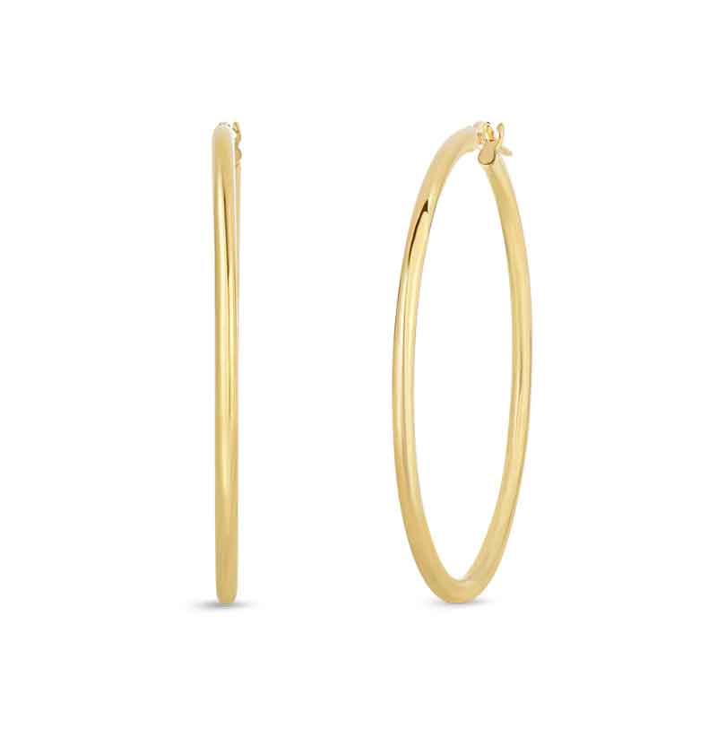 Roberto Coin “Perfect Gold Hoops” Women's Hoop Earrings 18kt Yellow Gold