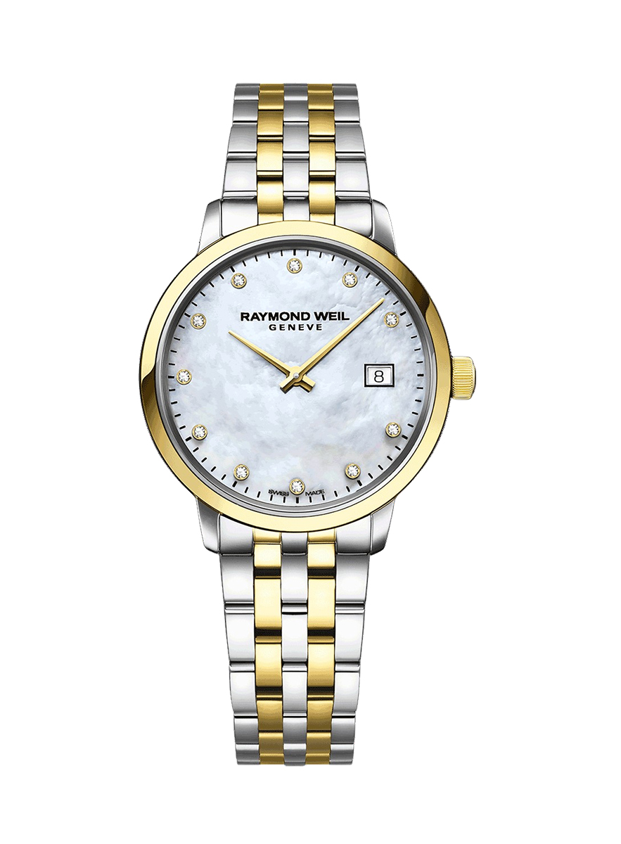 Raymond Weil "Toccata" Ladies 11 Diamond Mother-of-Pearl Dial Two-Tone Quartz Watch