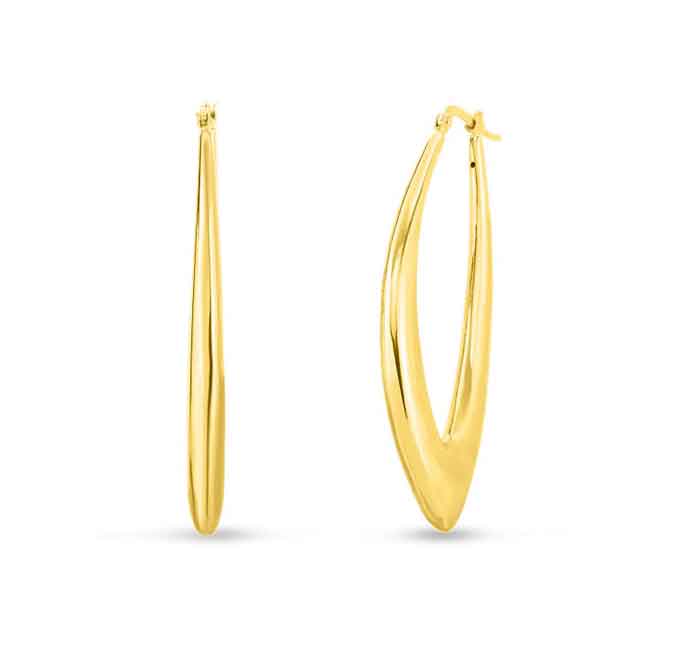 Roberto Coin “Perfect Gold Hoops” Marquis-Shaped Hoop Earrings 18kt Yellow Gold