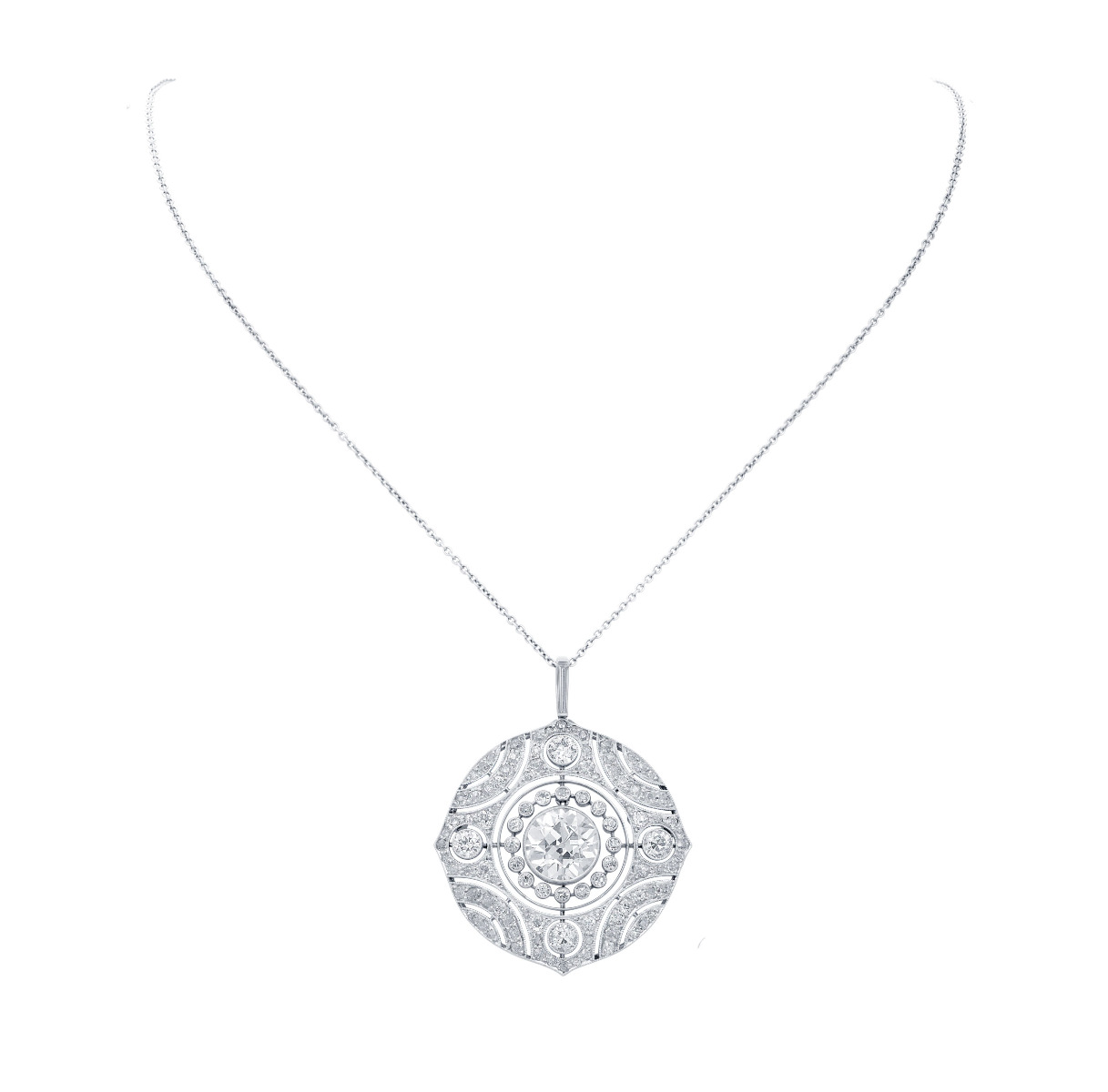 Circa 1930 Diamond Estate Pendant in Platinum