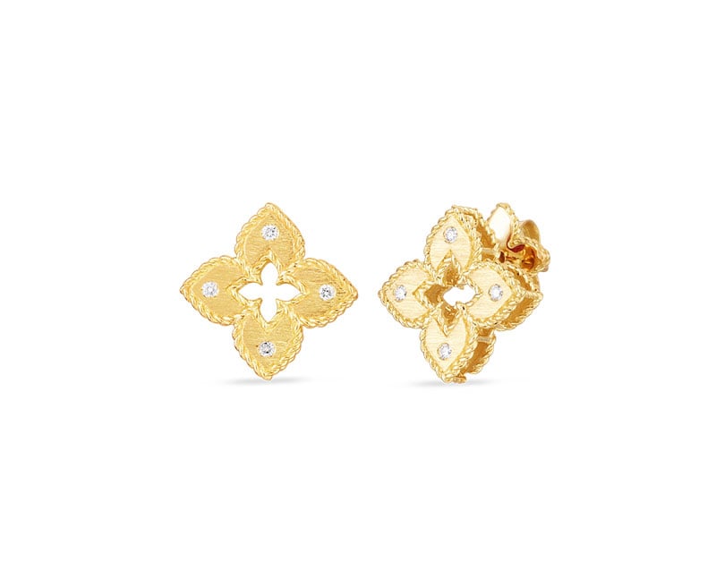 “Venetian Princess” 18kt Yellow Gold Diamond Floral Earrings