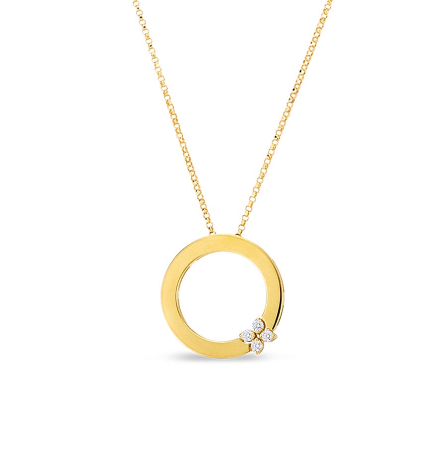 Roberto Coin “Verona" 18kt Yellow Gold Diamond Flower Pendant Necklace