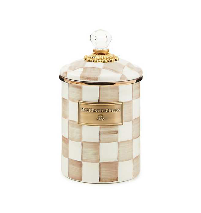 MacKenzie-Childs Mocha Check Medium Canister