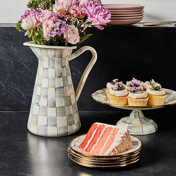 Sterling Check Small Pedestal Platter