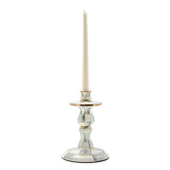 MacKenzie-Childs Sterling Check Enamel Candlestick - Small