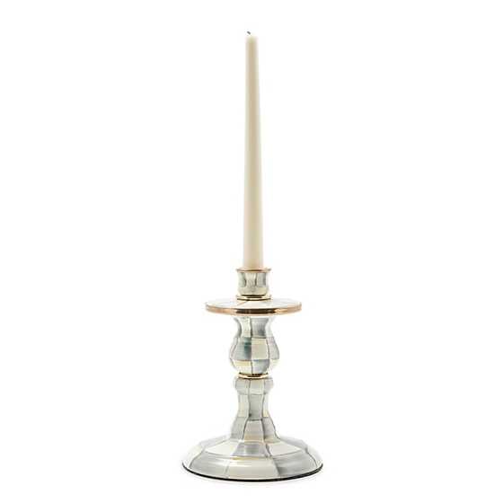 MacKenzie-Childs Sterling Check Enamel Candlestick - Small