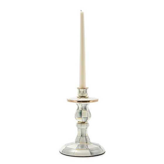 MacKenzie-Childs Sterling Check Enamel Candlestick - Small