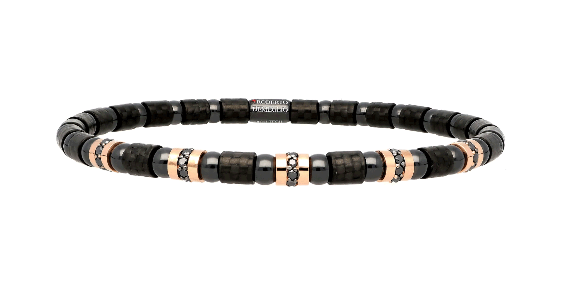 "Carbonio" Carbon Fiber, Ceramic and Black Diamond Bracelet (XL)