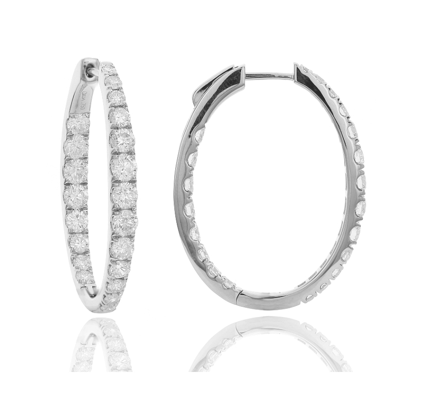 Louis Anthony 18kt White Gold In/Out Diamond Hoop Earrings