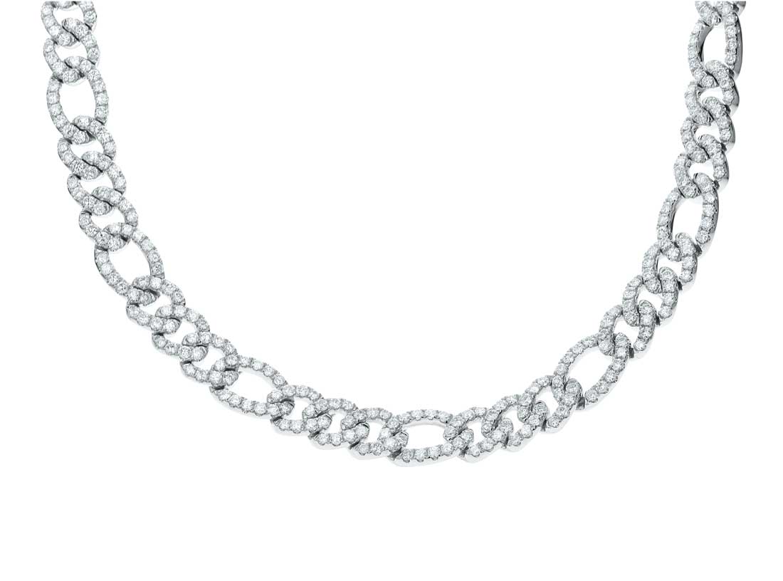 Louis Anthony Jewelers Women's 18kt White Gold Diamond Link Necklace