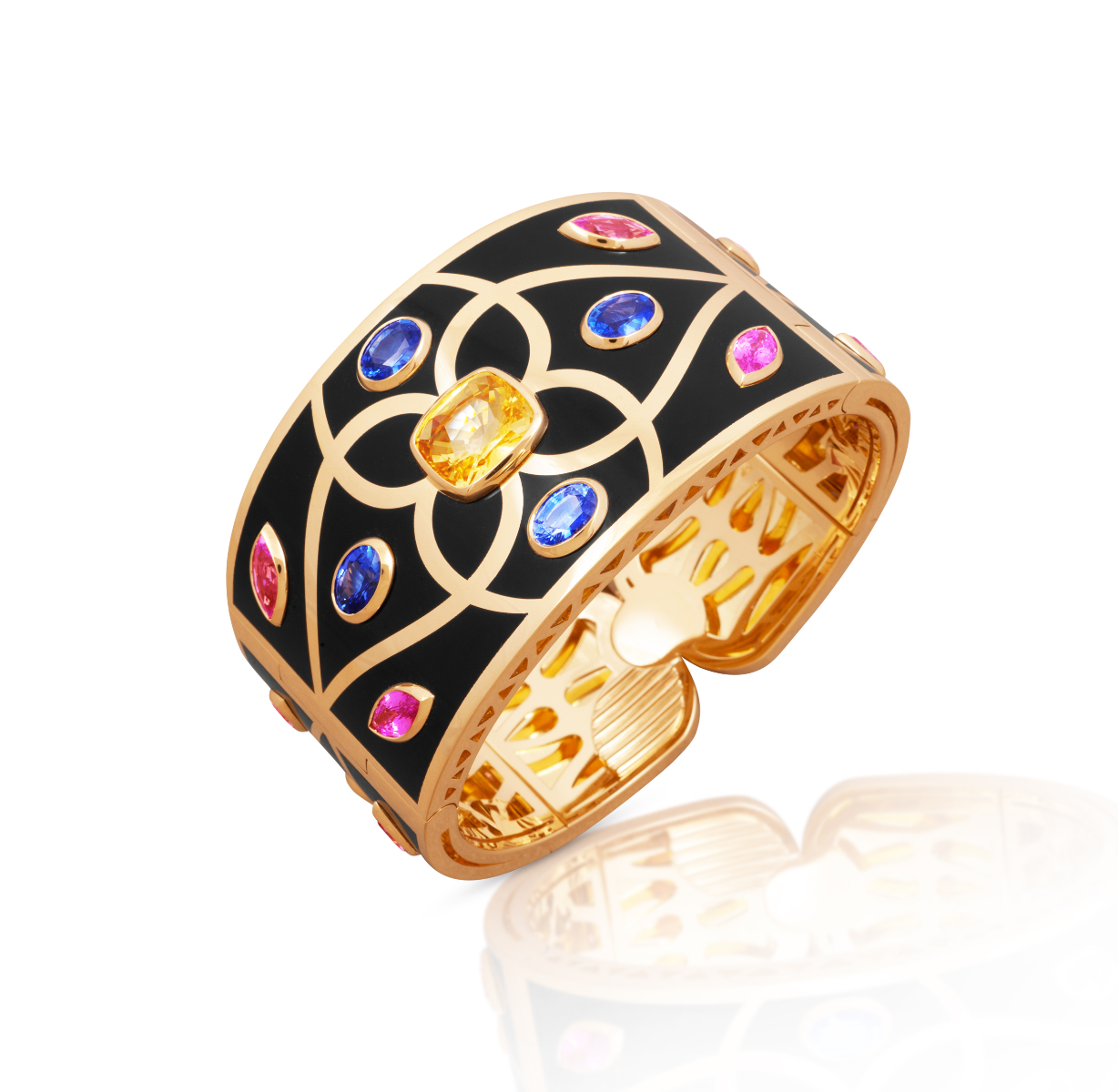 "Fine Jewelry" Gem Ceramics Gold Cuff Bracelet