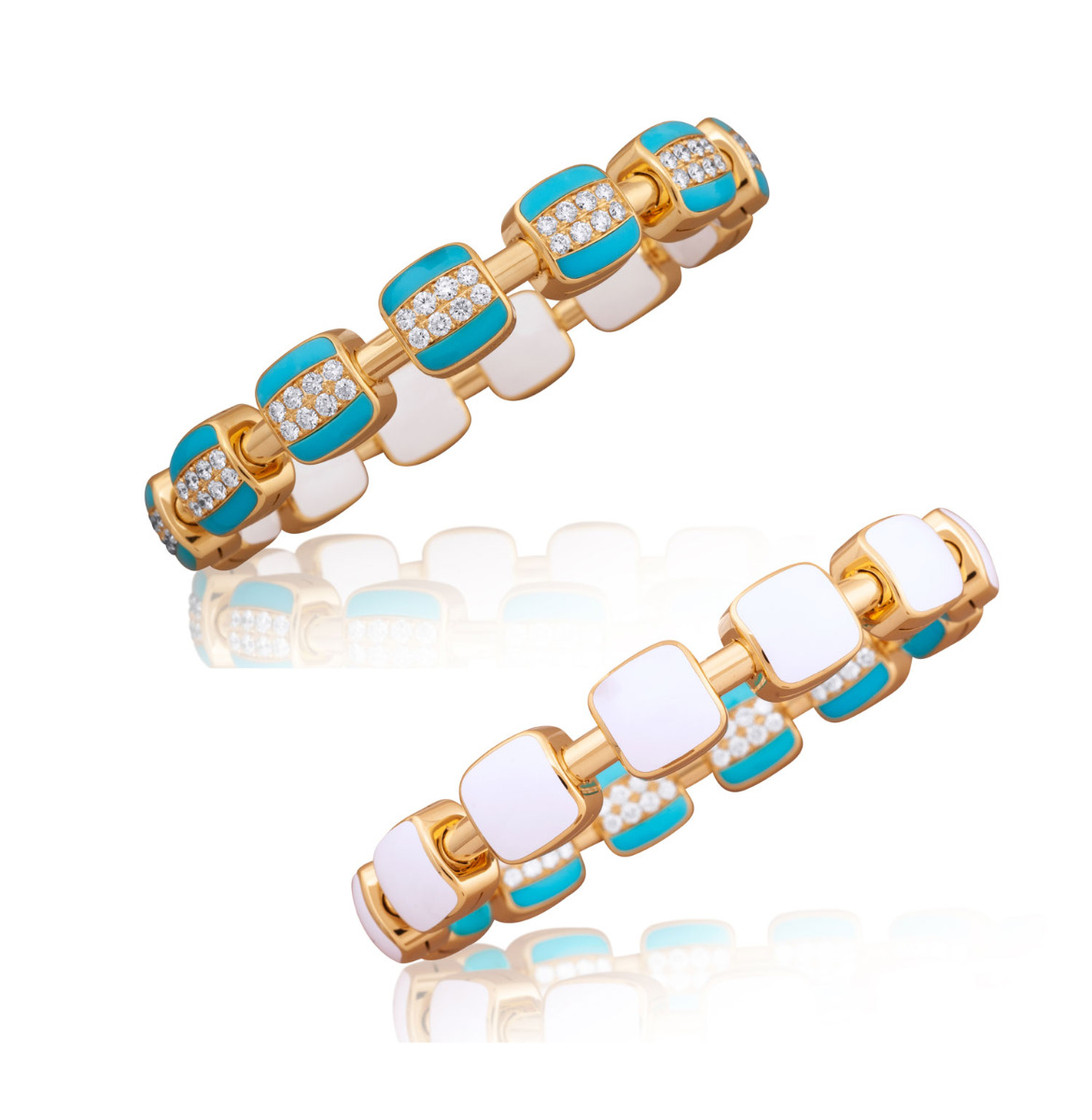 Xpandable™ Turquoise and Diamond 18kt Gold Reversible Bracelet